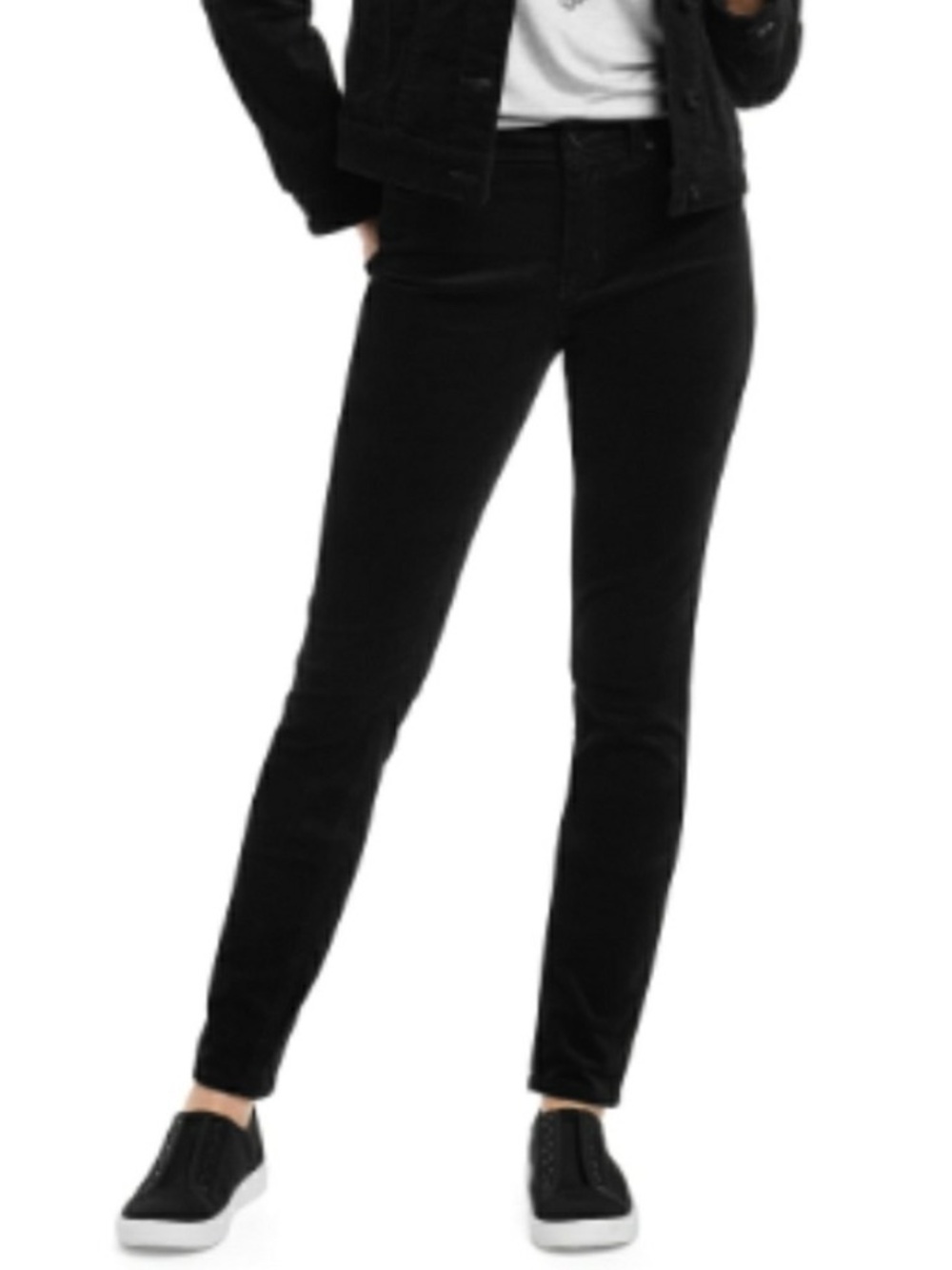 EV1 From Ellen DeGeneres Women 8 Black Velvet Preston High Rise Skinny Jeans NWT